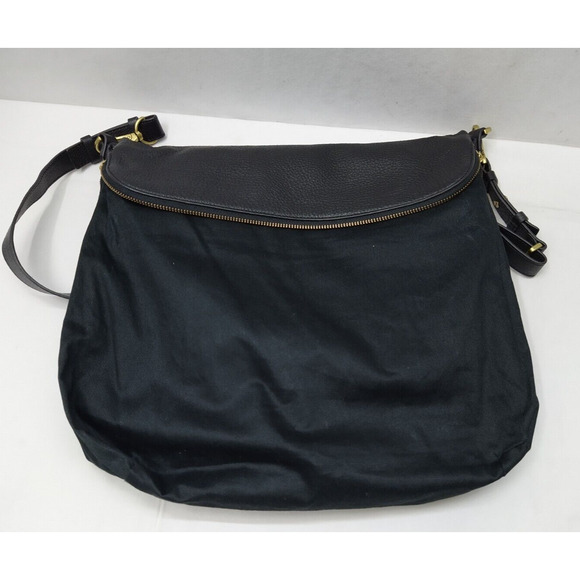 Fossil Black Pebbled Expandable Zipper Double Handles Satchel Shoulder Bag - Picture 16 of 16